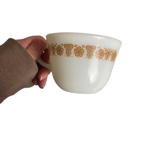 Vintage Corelle Pyrex Butterfly Gold White Glass Coffee Cups Mugs Set Of 6 USA - Picture 2 of 7